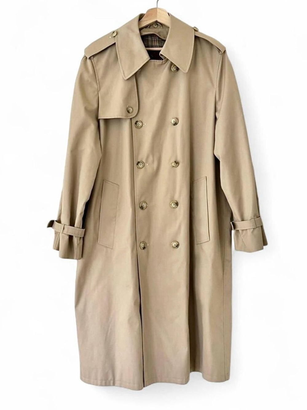 vintage Nordstrom tan khaki double breasted long trench coat